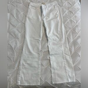 White ankle bootcut jeans